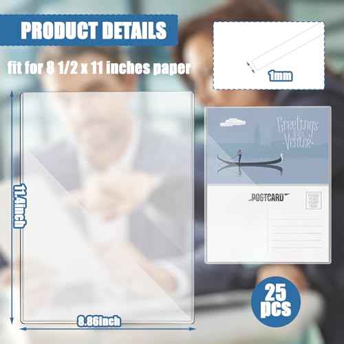 25 Pcs 8 1/2" x 11" Rigid Print Protectors Clear Sheet Protectors Hard Plastic Paper Page Magazine Protectors for Collectors Rigid Top Loaders Document Holder Birth Certificate Protector