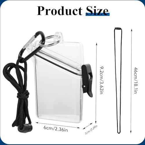 BESARME 3 Pack Waterproof ID Badge Holder Case Clear Vertical ID Card Holder with Lanyard Carabiner and Keychain Durable Locker Dry Box