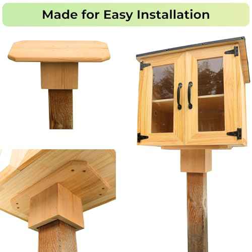 ZXYPRO¢ç Little Library Mount, Cedar | Fits 4x4 Posts | Screws Included | Stable & Easy to Install Outdoor Post Mount