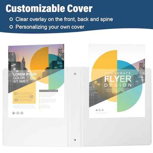 1.5-Inch 3-Ring Binder with Pockets, 1-1/2¡¯¡¯ Premium View Binders with Three Ring Binders Holds up to 325 Sheets US Letter Size, Bulk Pack of 6, Perfect for Home, Office, and School (1.5-inch) White