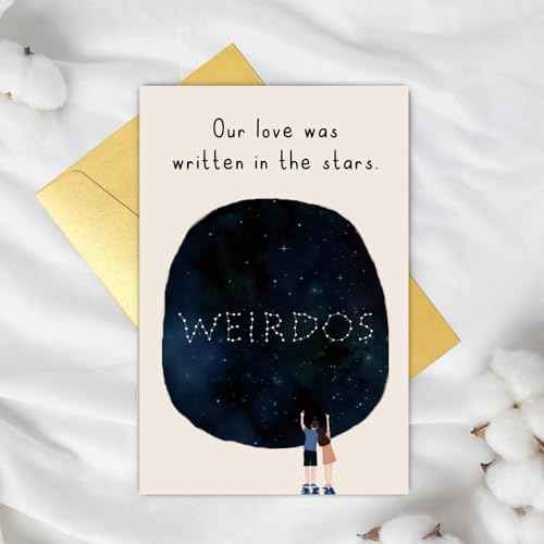 Supoeguk Funny Weird Couple Anniversary Card, Romantic Starry Sky Anniversary Card, Love Card, Our Love Was Written in The Stars