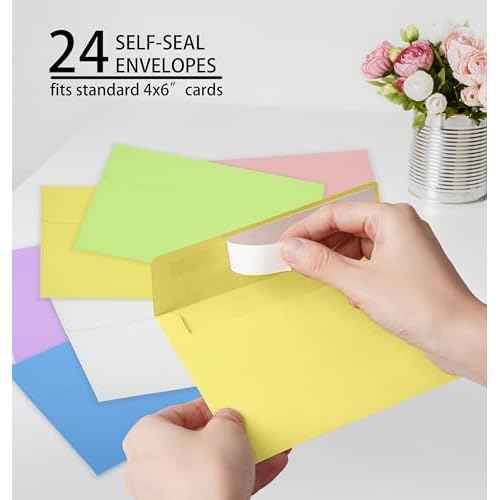 24 Pack Floral Get Well Cards with Self-adhesive Envelopes, 4"x6" Boxed Prefilled Greeting Note Cards to Friends, Relatives or Loved One, 24 Unique Designs