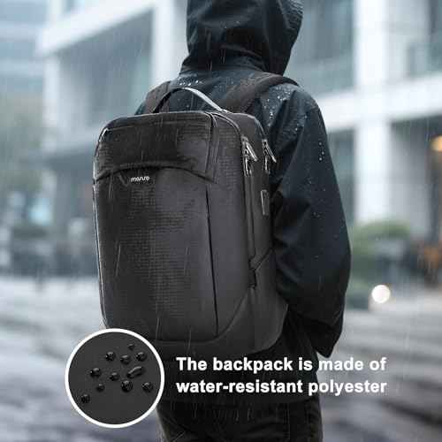 MOSISO 15.6-16 inch Waterproof Laptop Backpack with USB Charging Port & Front Wet & Dry Pocket, Business Commute Backpack, 16 inch Laptop Bag Casual Daypack for College Work Business, Black