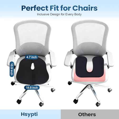 Hsypti Seat Cushion, X Large Memory Foam Cushions for Office Chair, Thick Ergonomic Chair Cushions for Sciatica Pain Relief & Tailbone, Car Seat, Long Sitting Office Workers, Car Drivers