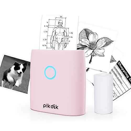 Mini Pocket Thermal Printer - PD-Q2 Portable Bluetooth Inkless Printer Machine 300 DPI Compatible with Android & iOS for 2 Inch Work List,Photo,Receipt,Children DIY,QR Code (Light Pink)