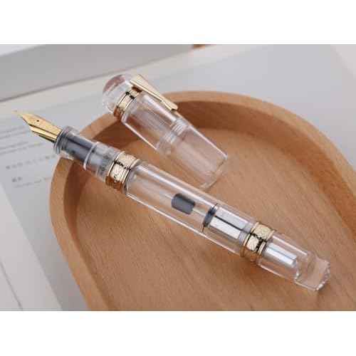 Majohn C5 Vacuum Fountain Pen Medium Nib, Large Capacity Transparent Acrylic Writing Gift Pen