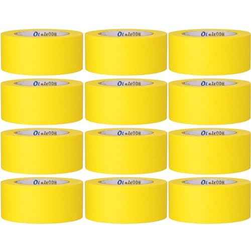 12 Rolls Yellow Painters Tape Bulk 2 inch x 660 Yards, Painters Masking Tape No Residue Wall Painting Tape Artist Tape Trim Edge Finishing Tape for Wall Painting Decoration DIY Supplies