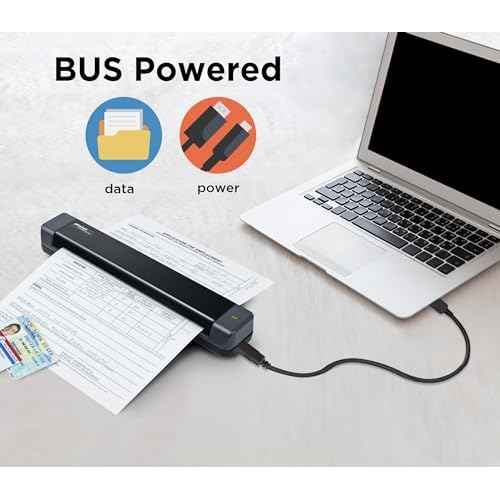Plustek Mobile Scanner S410 Plus - Portable Sheet-Fed Document Scanner - for Windows 7 / 8 / 10 / 11, Featuring Button-Free Scanning with Included OCR Software