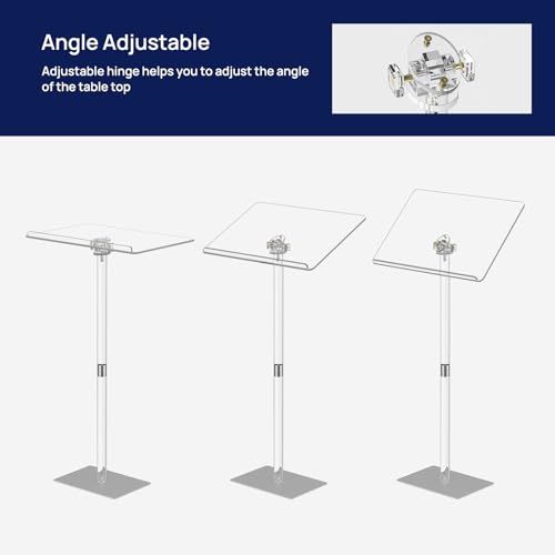 HMYHUM Acrylic Podium Stand Large 23.6 x 15.7 x 42.3 in with Metal Base