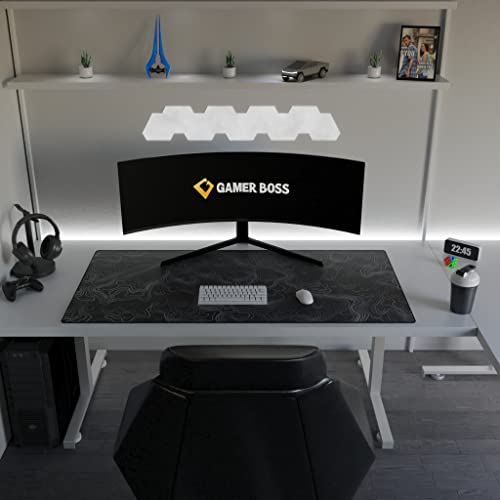 Gamer Boss - Gaming Mouse Pad - 60 x 30 Inches - 4mm Thick with Stitched Edges, Non-Slip Rubber Base, Premium Cloth Mousepad, Desk Mat for Laptop, Keyboard, Computer & PC (Giga, Topographic)