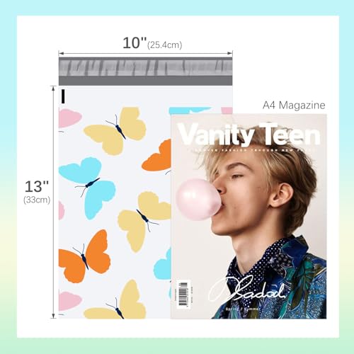 Fuxury Poly Mailers 10x13 Inch 20 Pack,Sturdy Shipping Bags for Clothes, Self Adhesive Mailing Envelopes, Waterproof Packaging Bag for Small Business, Colorful Butterflies