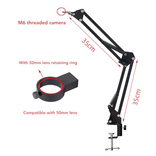 HERCHR Flexible Arm Stand for Digital Microscope with 50mm Lens Mount - Industrial Camera Accessory