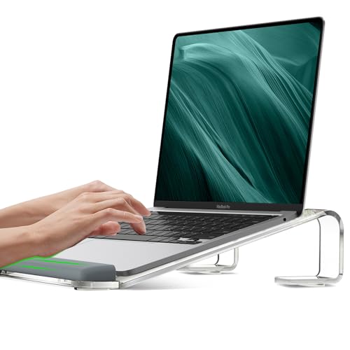 JCZT Clear Acrylic Laptop Stand with Wrist Rest, Adjustable Desk Riser