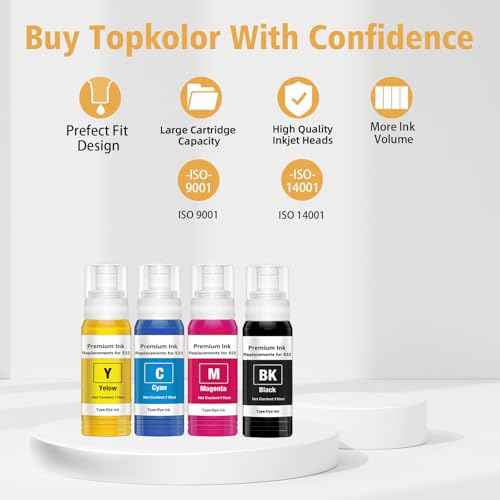Replacement for Epson 522 Ink Refill Bottles for EcoTank ET-2720 ET-2800 ET-2803 ET-4800 ET-4700 ET-2710 High Capacity Replacement for T522 522 Ink Refill Bottles (4-Pack)