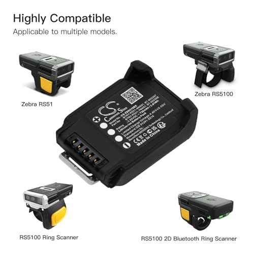 730mAh Replacement Battery Fit for Zebra RS51, RS5100, RS5100 2D Bluetooth Ring Scann, RS5100 Ring Scanner BT-000397, BT-000398, BTRY-RS51-4MA01(730mAh)