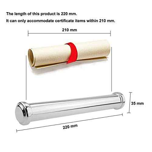 silver scroll holder with stand for wedding decoration, metal Brackets birth certificate holder for baby keepsake gift, silver poster storage tube, graduation diploma scroll case display stand