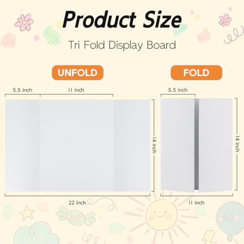 14x22 White Poster Boards 4 Pack - Trifold Presentation Display Boards
