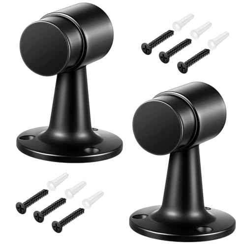 2 Pack Heavy Duty Floor Mounted Door Stop 3 in Aluminum Commercial Grade Door Stopper with Rubber Bumper & Stainless Steel Screws, Black