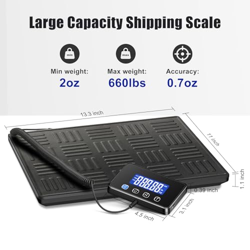 Heavy Duty Digital Luggage Scale 660lbs with Backlit LCD for Shipping & Packages