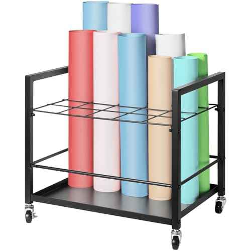 VEVOR Blueprint Storage Rack, 20 Slots Blueprint Holder with Wheels, Mobile Metal Blueprint Storage Cart for Map Poster Architectural Construction Plan, Roll File Organizer for Home, Office, School