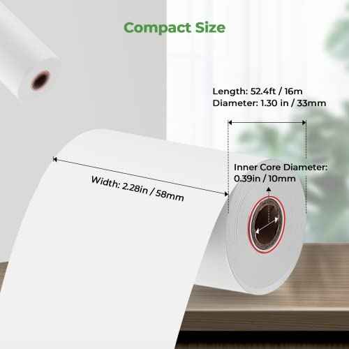 MUNBYN 2 1/4" x 50' Thermal Paper (50 Rolls), BPA Free Receipt Paper, 58mm Thermal Receipt Papers Fits All 58mm Thermal POS Printer, Square Terminal Credit Card Machines thick enough printers clearly
