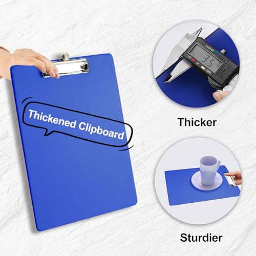 clipboards with pen holder, plastic A4 letter size 6 pack – holds 100 sheets