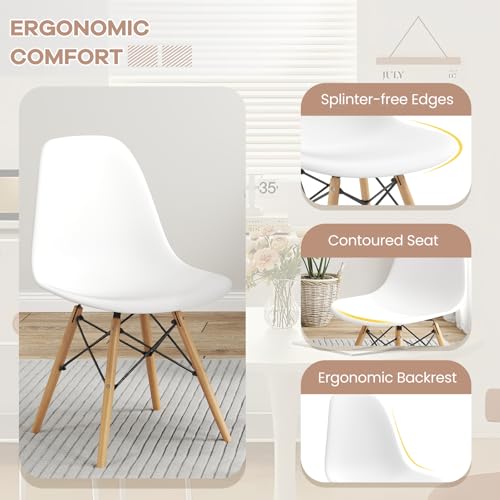 NAFORT 31.5'' Round Dining Table Set for 4 - 5-Piece Kitchen & Dining Room (White Table + 4 Beech Chairs)