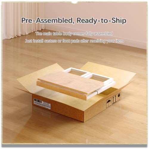 4NM Cloud Oak 27.5-inch Foldable Portable Desk with Wheels - Space-Saving Home Office Table