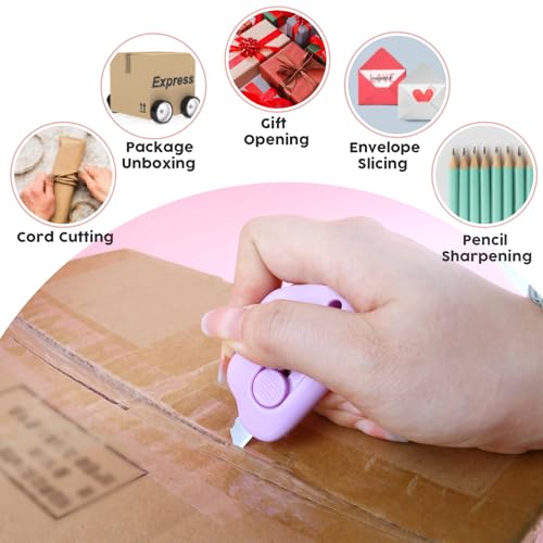 IWERP 3 Pack Mini Cloud Keychain Box Cutter - Retractable Letter Opener