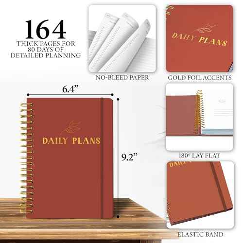 Daily Planner with Hourly Schedule ? Aesthetic Spiral To-Do List Notebook for Work, Appointments and Tasks | Undated Daily Planner, Hourly Organizer to Stay Focused