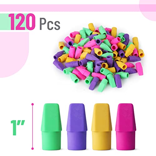 Mr. Pen Vibrant 120 Pack Latex-Free Pencil Top Erasers - No-Smudge, Colorful