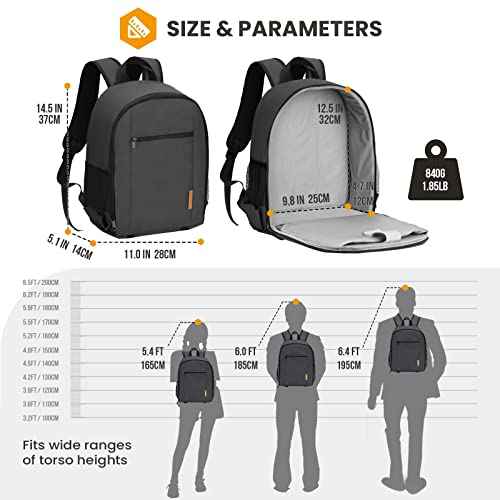 TARION Camera Bag Professional Camera Backpack Case with Laptop Compartment Waterproof Rain Cover for DSLR SLR Mirrorless Camera Lens Tripod Photography Backpack for Photographer Black TB-S(L)