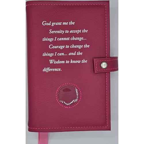 Deluxe Double Alcoholics Anonymous AA Big Book & 12 Steps & 12 Traditions Book Cover Medallion Holder Pink