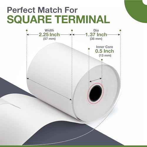 Thermal Paper for Square Terminal | 50 Rolls | Credit Card Receipt Paper Rolls Compatible with Square Terminal POS