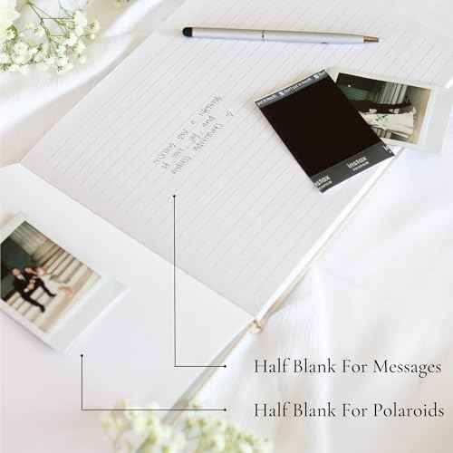 Wedding Guest Book With Personalized 2025 Year - Linen Photo Guestbook to Sign at Reception Party - Includes Clear Photo Corners Self Adhesive - 100 Pages Blank and Lined Thick Paper Guest Books