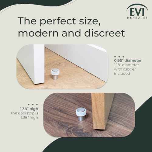 Pack of 2 EVI Door Stoppers | Stainless Steel Door Stopper - Screw Fastening - White Rubber Protector - 0.95 x 1.38 Inch Door Stop