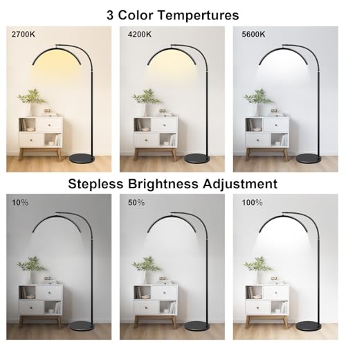 Half Moon LED Floor Lamp - Professional Shadow-Free, Dimmable Light | for Lash Techs, Estheticians & Tattoo Artists | Eyelash Extensions, Nail Art, Home & Office (Matte Black)