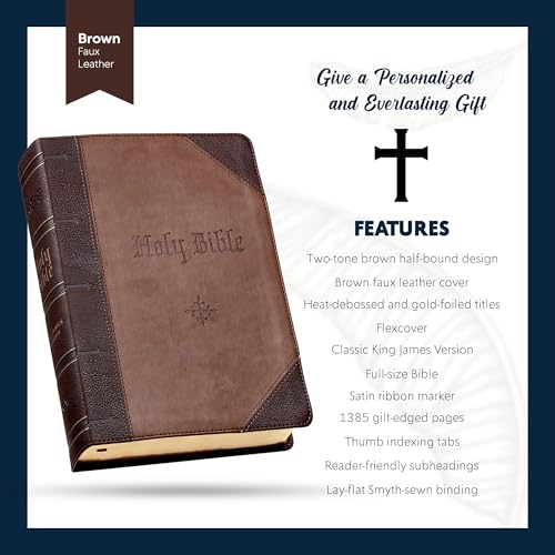 Personalized KJV Giant Print Bible with Name Engraving, 14 pt Type, Thumb Index