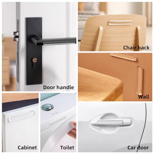 FURNIMATE 30pc Door Slam Silencers - Clear Cabinet Door Bumpers 2.5x0.4x0.08 in, Medium Thin (Self-Adhesive)
