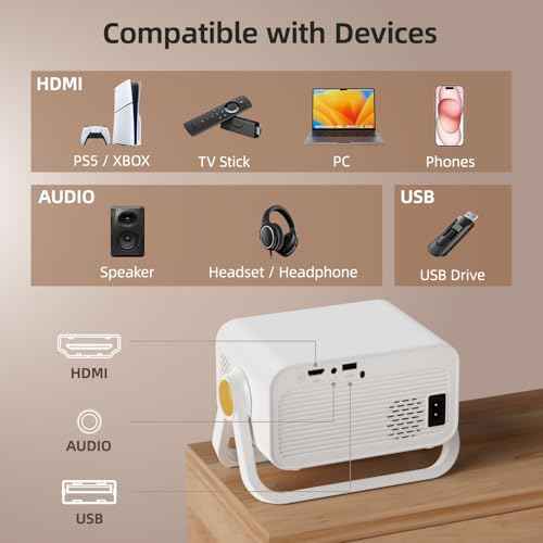 BKZ 2025 upgraded 360¡ÆAdjustable Dual Stand AI Auto Keystone Electric focus Mini Portable Projector with Bluetooth 5.4, 1080P support Outdoor and movie Projector compatible with HDMI/USB/Phone/PC