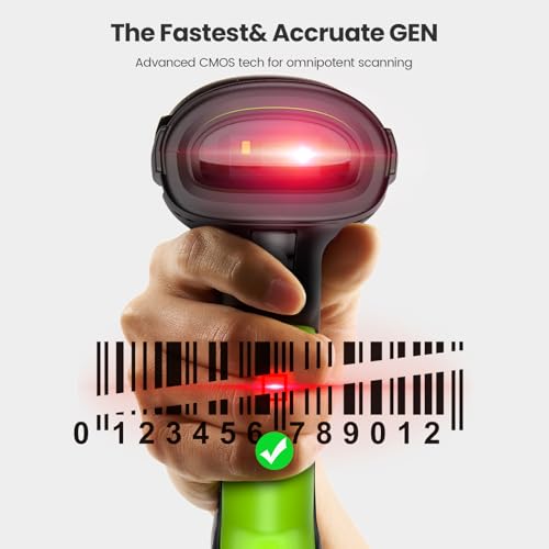 Eyoyo Green Industrial 2D QR Barcode Scanner with Wireless Charging Stand