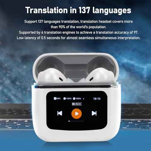 Language Translator Earbuds, Bluetooth 5.3 Instant Translation Device, 3 Modes 137 Languages Online Voice Translator with APP, with Cordless Charging Case, for iOS Android (White)