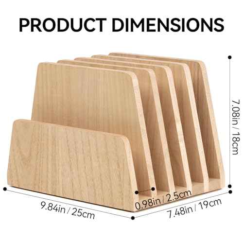 KIRIGEN Desktop File Document Holder Stand 5 Slots Mail Paper Organizer Desk Sorter Holder for File Document Organizer Stand for Home Office (5KWJJ-NA)