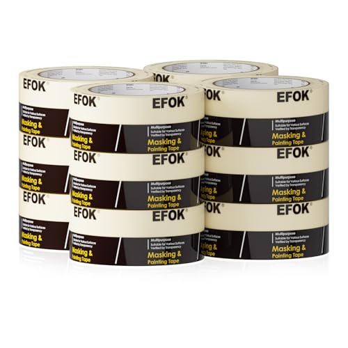 10 Pack Masking Tape 2 Inch Wide Bulk, 2025 Upgrade White Painters Tape Anti-UV General Purpose, 1.88 Inch ¡¿ 55 Yards Total 550 Yards