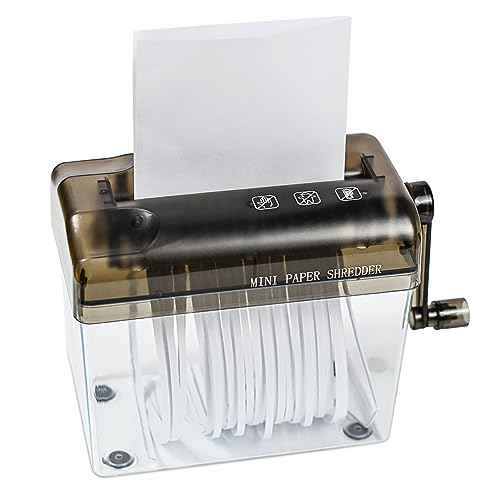 JIKIOU Mini Hand Shredder Portable Paper Shredder Manual Shredder Documents Paper Cutting Tool Home Office Desktop Stationery Black