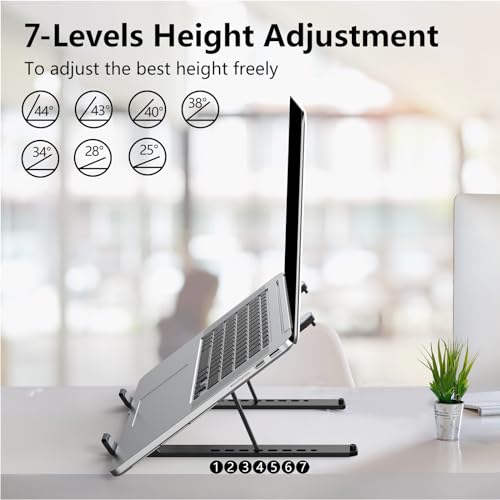 Tonmom Black Adjustable Laptop Stand for Desk Ergonomic Riser