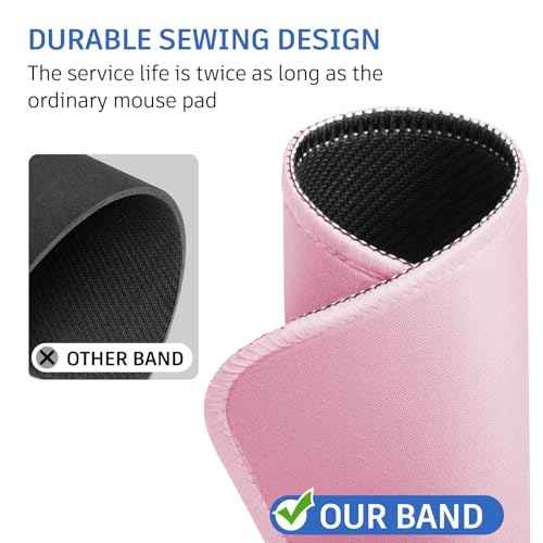 Pink Mouse Pad, Nice and Cute Mouse Pad, Splash-Proof Textured 10.2 x 8.2Inch, Stitched Edge Non-Slip Waterproof Rubber