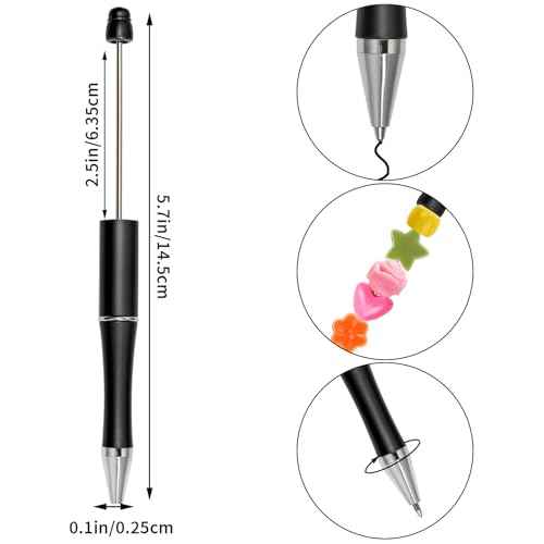 jiebor 30Pcs Christmas Beadable Pens Plastic Bead Ballpoint DIY Cute Cool Pens Black Ink for Students Teacher Women Men Bridal Graduation Gift Office School Supplies
