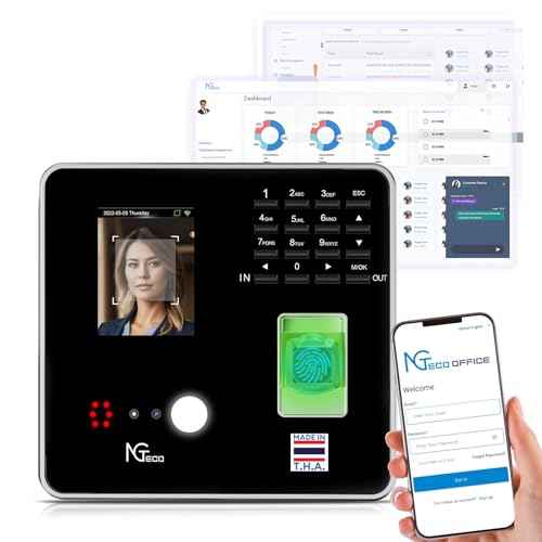 NGTeco Cloud-Based Time Clock TC1, 4-in-1 Time Clocks for Employees Small Business with Remote Control Software & App, 2.4GHz WiFi Clock in Machine with IC Cards, No Monthly Fee