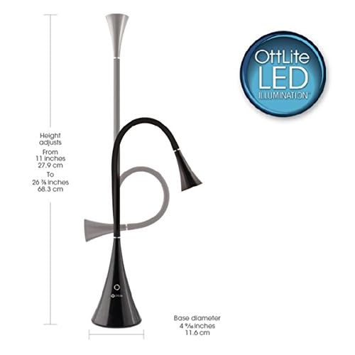 OttLite LED FlexNeck Table Lamp with USB Charging Port, Black